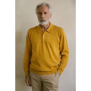 Vintage BRAEMAR Yellow Scotland Wool Golf Pullover Polo Shirt Top Mens Sz Large